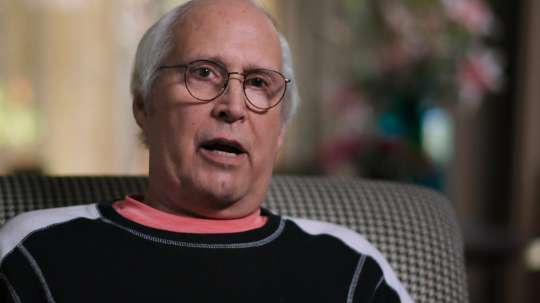 Chevy Chase being interviewed