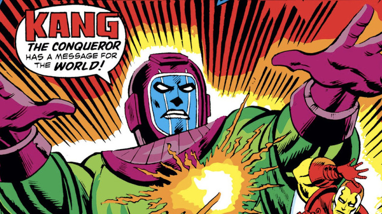 Kang fighting the Avengers