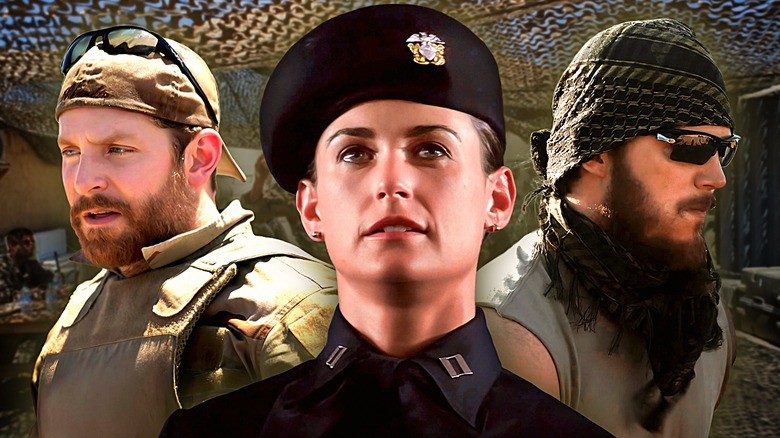 Bradley Cooper in American Sniper, Demi Moore in G.I. Jane, and Chris Pratt in Zero Dark Thirty