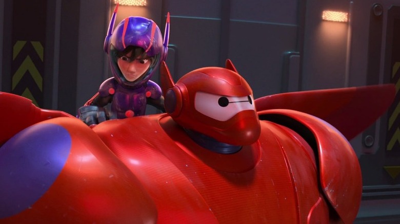 Hiro and Baymax in armor in Big Hero 6