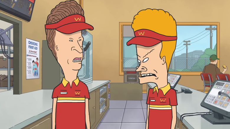 Beavis and Butt-Head working at a fast food chain