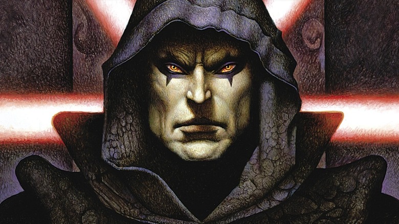 Darth Bane looks menacing in a hood