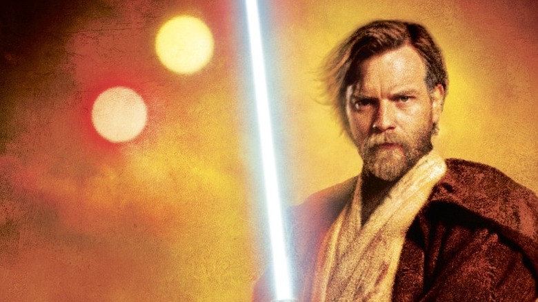 Obi-Wan wields a lightsaber on the Kenobi book cover