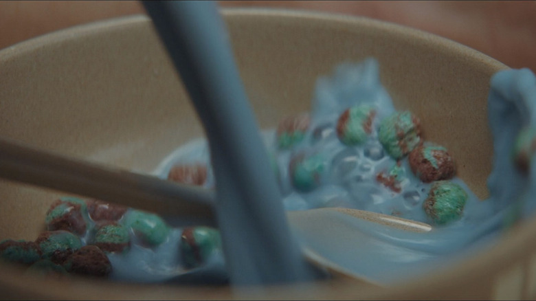 Blue milk bowl cereal