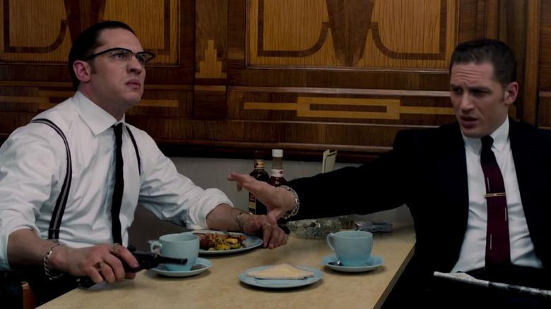 Tom Hardy as the Kray twins arguing in Legend