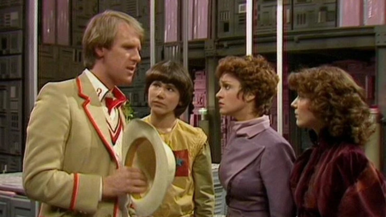 Doctor Who The Fifth Doctor speaks with his companions