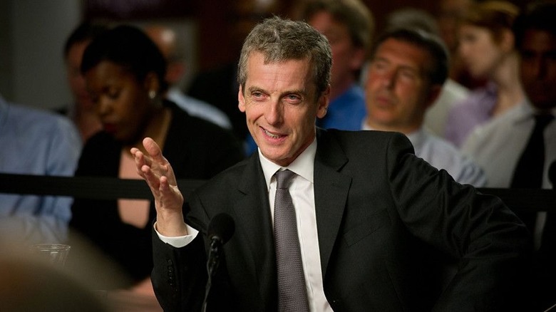 The Thick of It Malcolm Tucker smirks in a public hearing