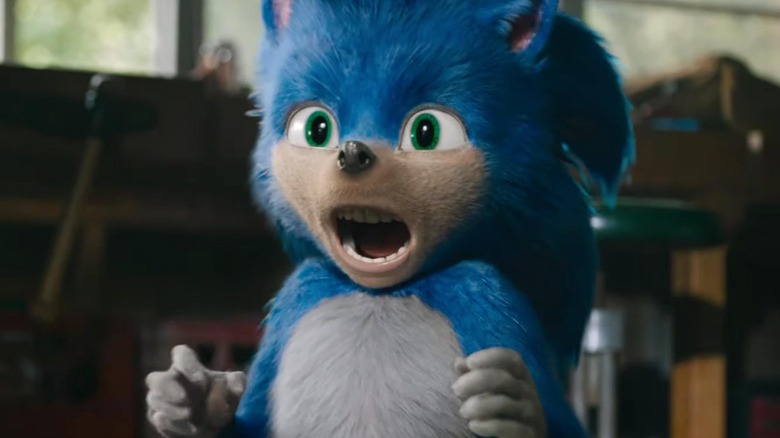 Sonic (with original teeth) in "Sonic the Hedgehog"