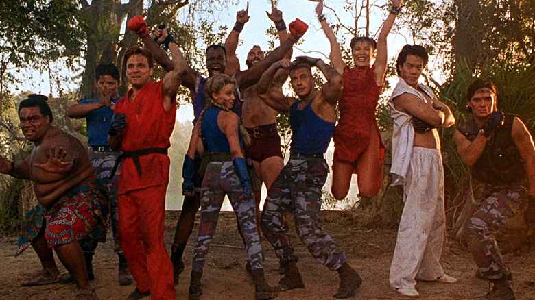 The ensemble of Street Fighter posing at the end of the film