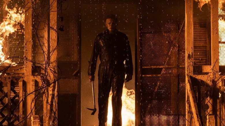 Michael Myers in a doorway in Halloween Kills