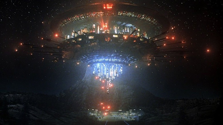 Close Encounters mothership floating above Earth