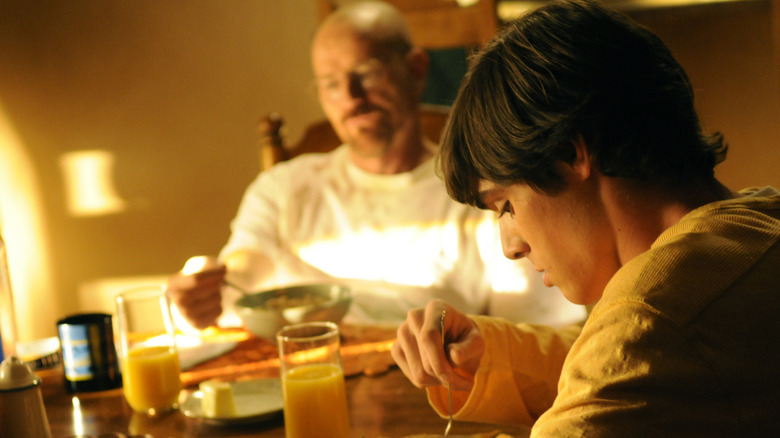 Walter and Walt Jr having breakfast