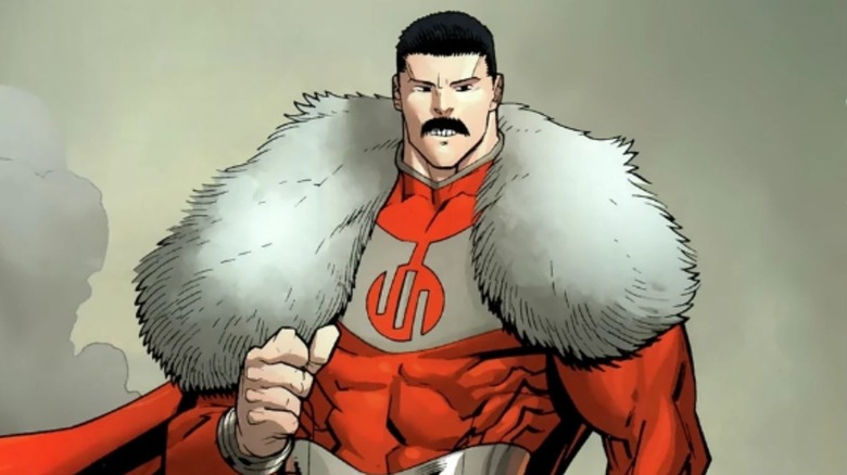 Thragg standing near smoke in the comic book Invincible