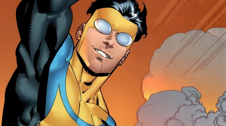 Invincible flying in the comic book Invincible