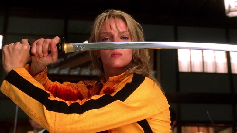 Uma Thurman holding katana