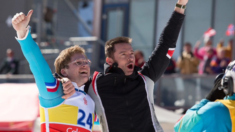 Eddie and Bronson cheering to the crowd