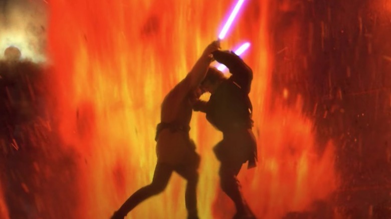 Obi-Wan fights Anakin on Mustafar