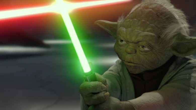 Yoda fights Count Dooku lightsaber