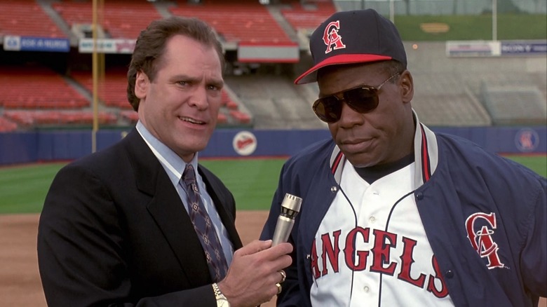 George being interviewed on baseball field