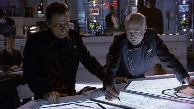 Battlestar Galactica's Adama and Saul study plans