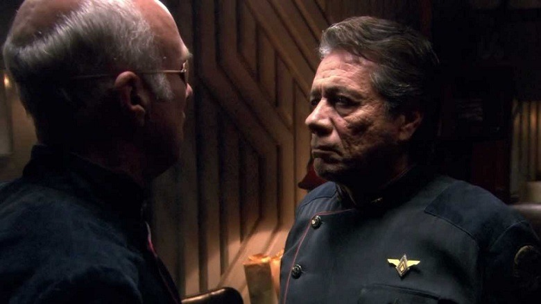 Battlestar Galactica's Saul speaks to Commander Adama