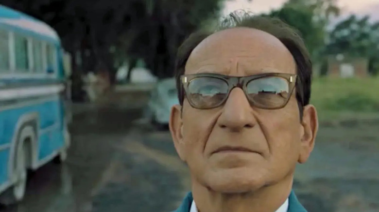 Eichmann looking up by bus Operation Finale