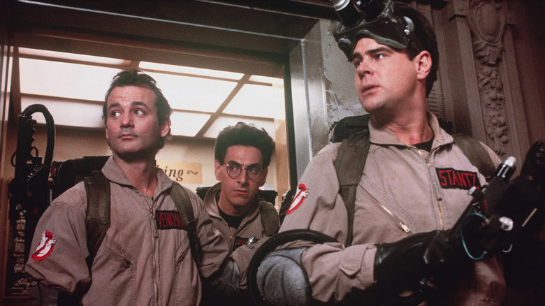 Ghostbusters gang in elevator