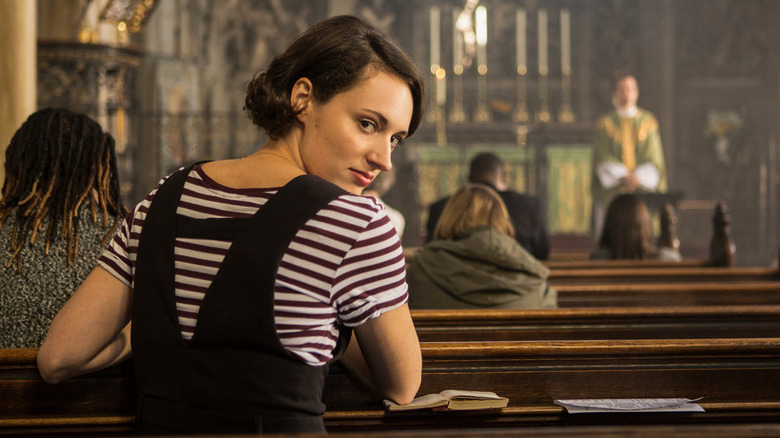 Phoebe Waller-Bridge in "Fleabag" at church