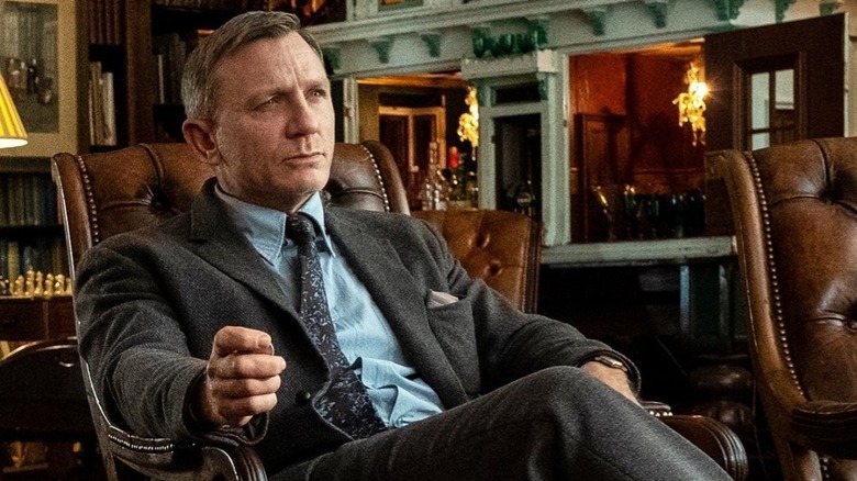 Knives Out's Daniel Craig squinting