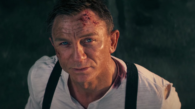 No Time to Die's Daniel Craig looking up