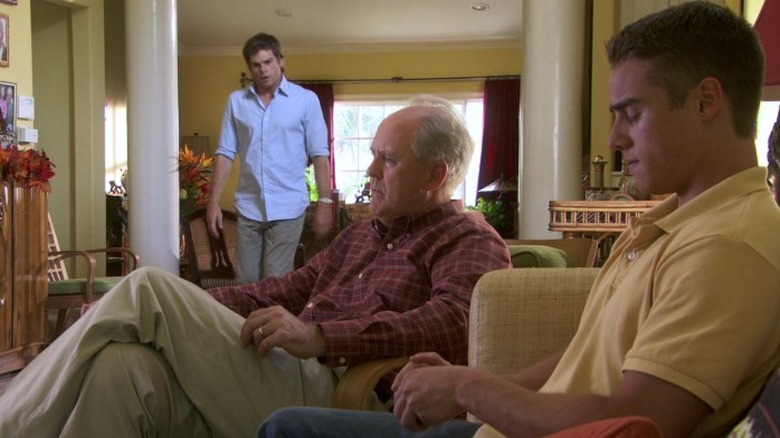 John Lithgow, Michael C. Hall living room Brando Eaton in Dexter