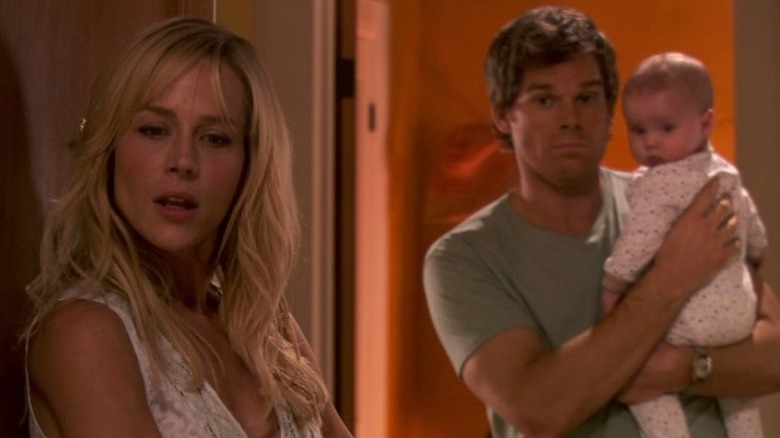 Julie Benz baby Michael C. Hall doorway Dexter