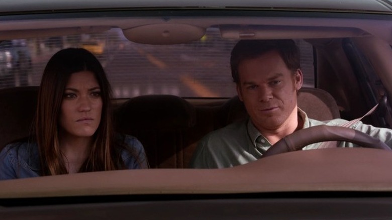 Michael C. Hall car driving Jennifer Carpenter Dexter