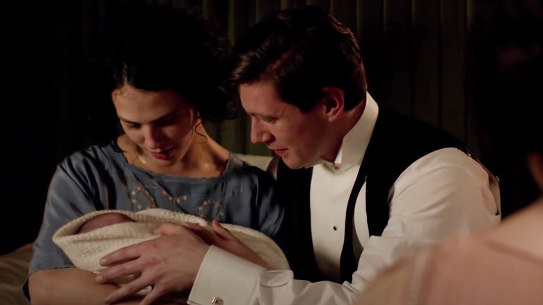 Lady Sybil and Branson with daughter Downton Abbey