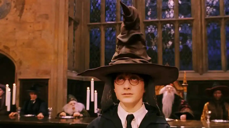 Harry stares at sorting hat