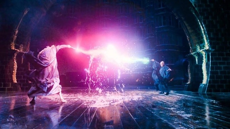 Dumbledore battling Voldemort