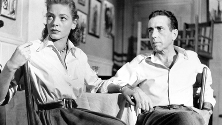Bogart and Bacall in white button-down shirts.