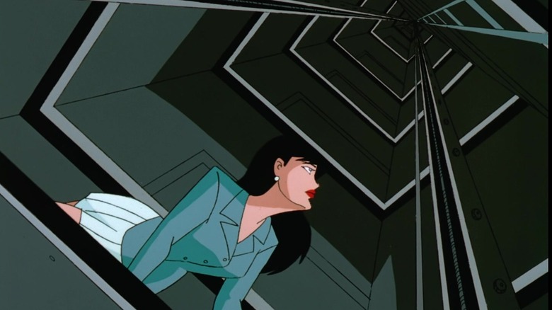 Lois Lane stares up a dark elevator shaft
