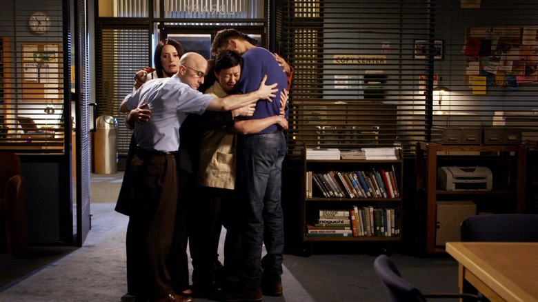 Community study group hugging