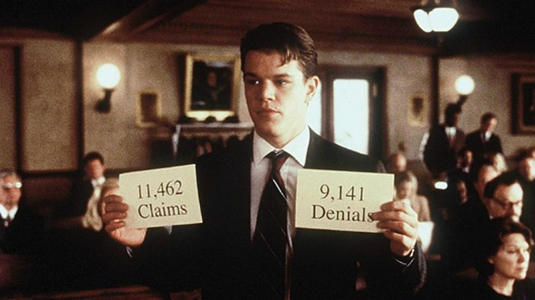 Matt Damon presents evidence to the court