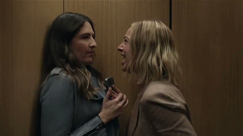 Sally and Natalie in elevator