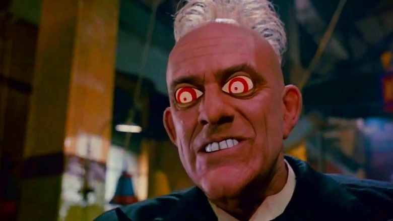 Judge Doom, his white and red eyes bulging