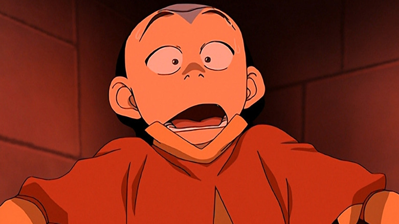 Aang looking scared in Avatar: The Last Airbender