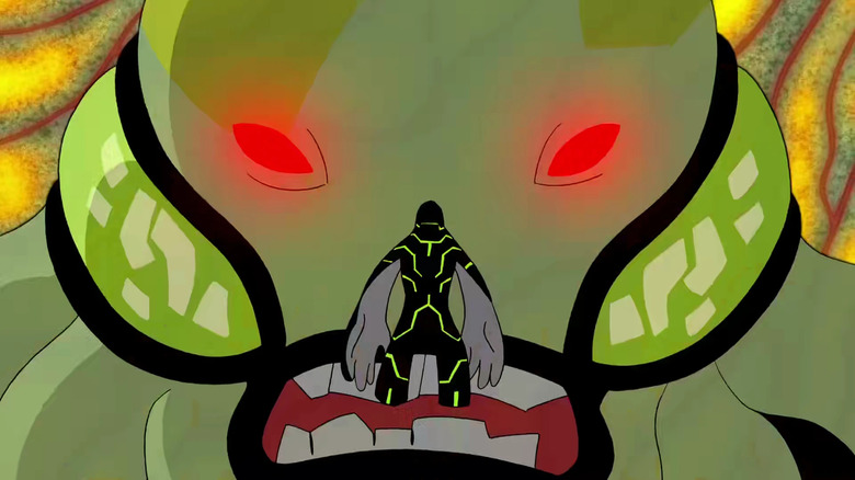 Giant alien staring at Ben in Ben 10