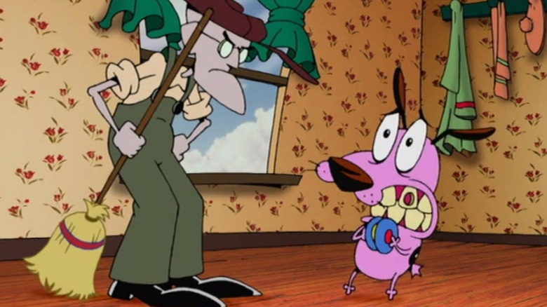 Courage scared of Eustace in Courage the Cowardly Dog