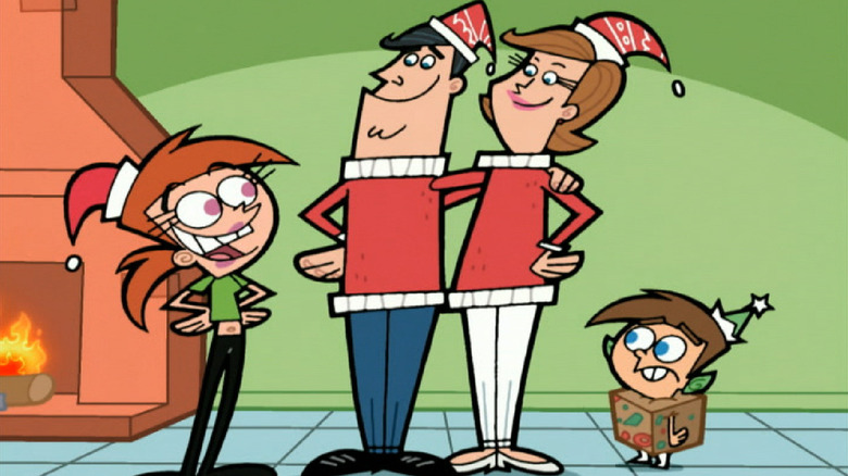 Timmy with his parents on Christmas on The Fairly OddParents