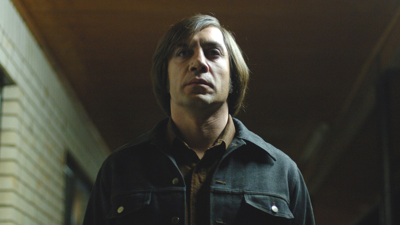 Javier Bardem as Anton Chighur, starring emotionlessly in No Country for Old Men