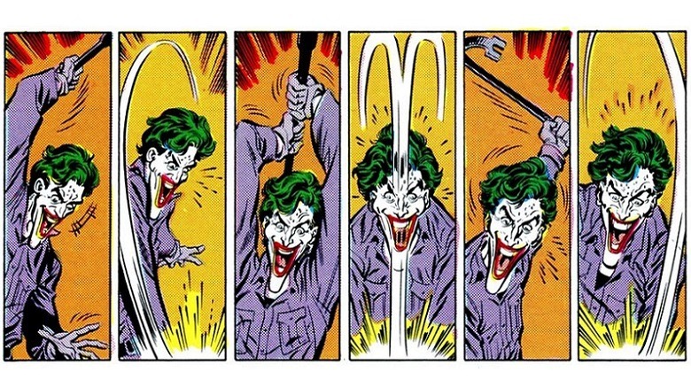 Joker beats up Jason Todd with a crowbar