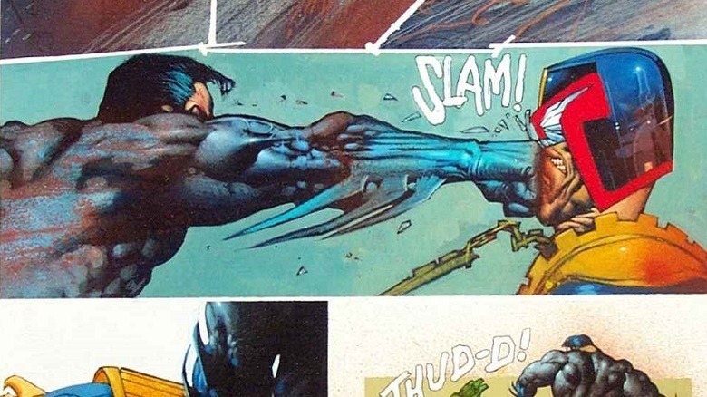 Batman punches a Mega City Judge