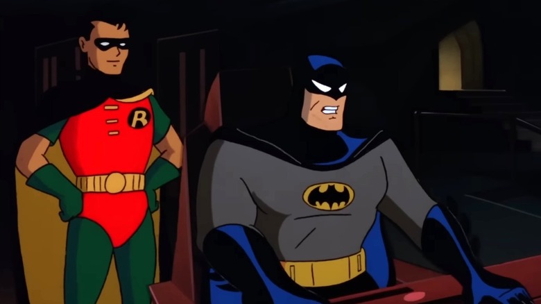 Loren Lester's Robin looking at Kevin Conroy's Batman in Batman: The Animated Series